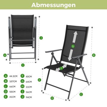 Albatros International Gartenstuhl Albatros Gartenstühle 2er Set Aruba (bequeme Klappstühle auch als Terrassenstühle oder Balkonstühle), Gartenstühle Klappbar mit robustem Metallgestell, hohe Belastbarkeit