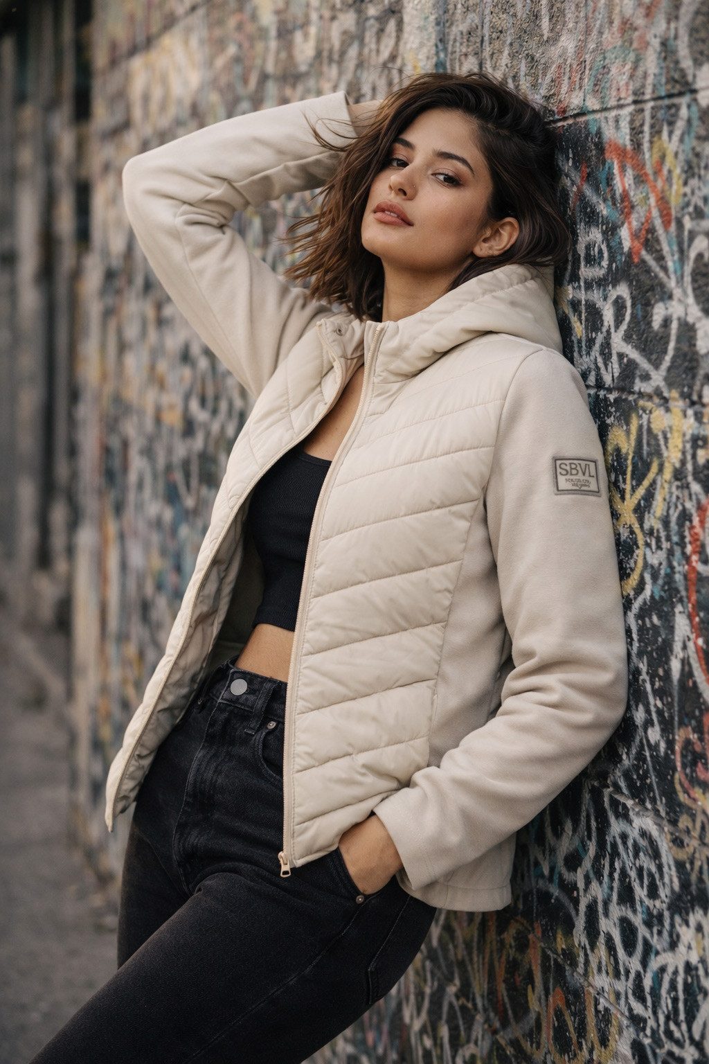 SUBLEVEL Steppjacke Damen Hybrid Jacke Leichte Übergangsjacke Kapuzenjacke günstig online kaufen