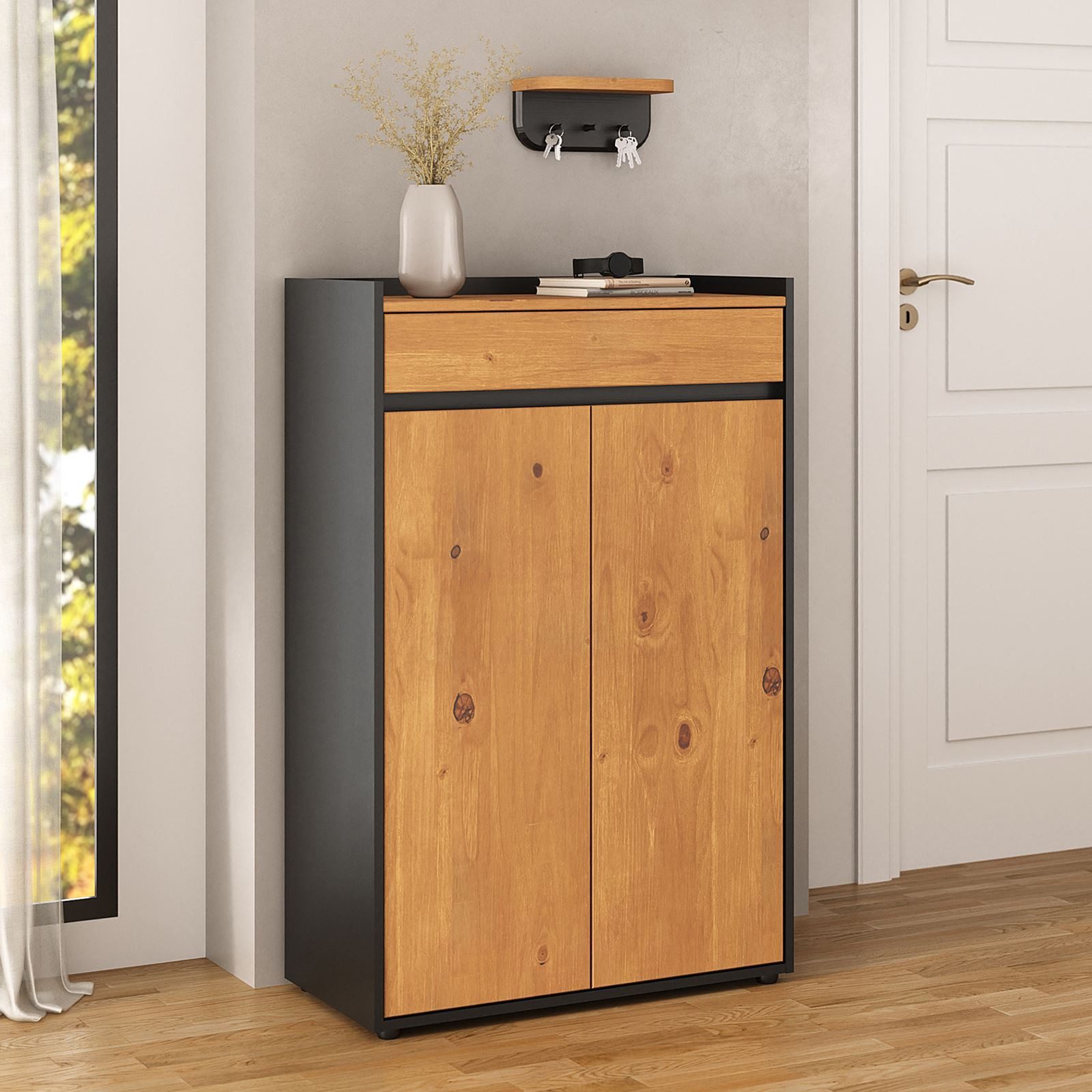 IDIMEX Schuhschrank TILO Schuhkommode mit Schublade & Türen aus Massivholz günstig online kaufen