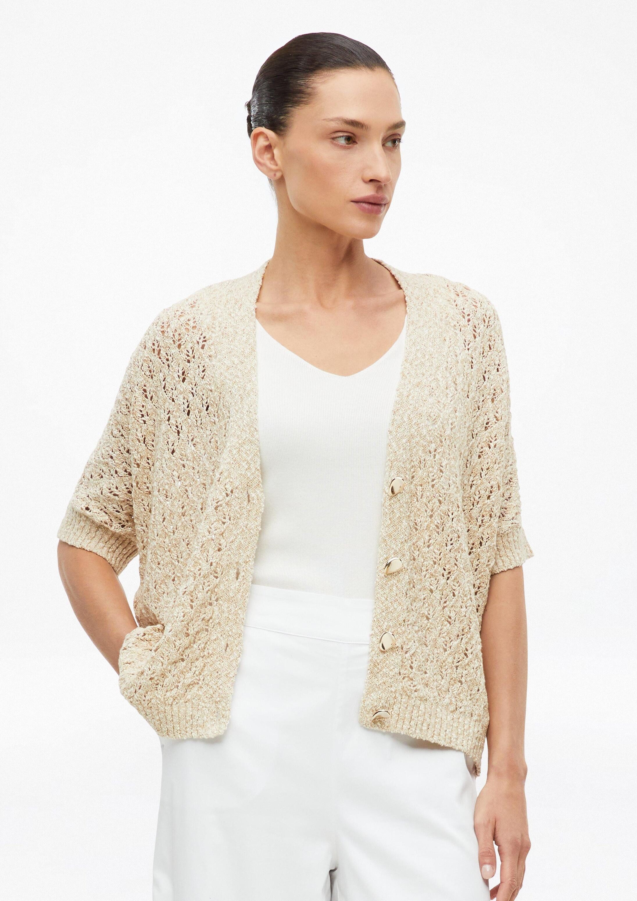 s.Oliver Cardigan Strickjacke Kurzarmstrickjacke mit Ajourmuster