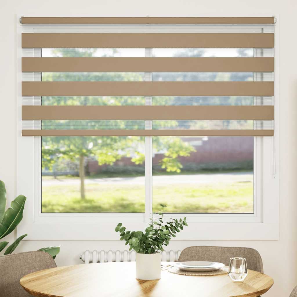 Rollo Doppelrollo Sandbraun 155x100 cm Stoffbreite 150,9 cm Polyester, vidaXL
