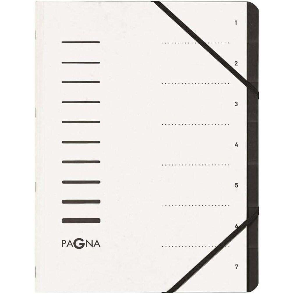 PAGNA Fächermappe Ordnungsmappe 7 Fächer weiß
