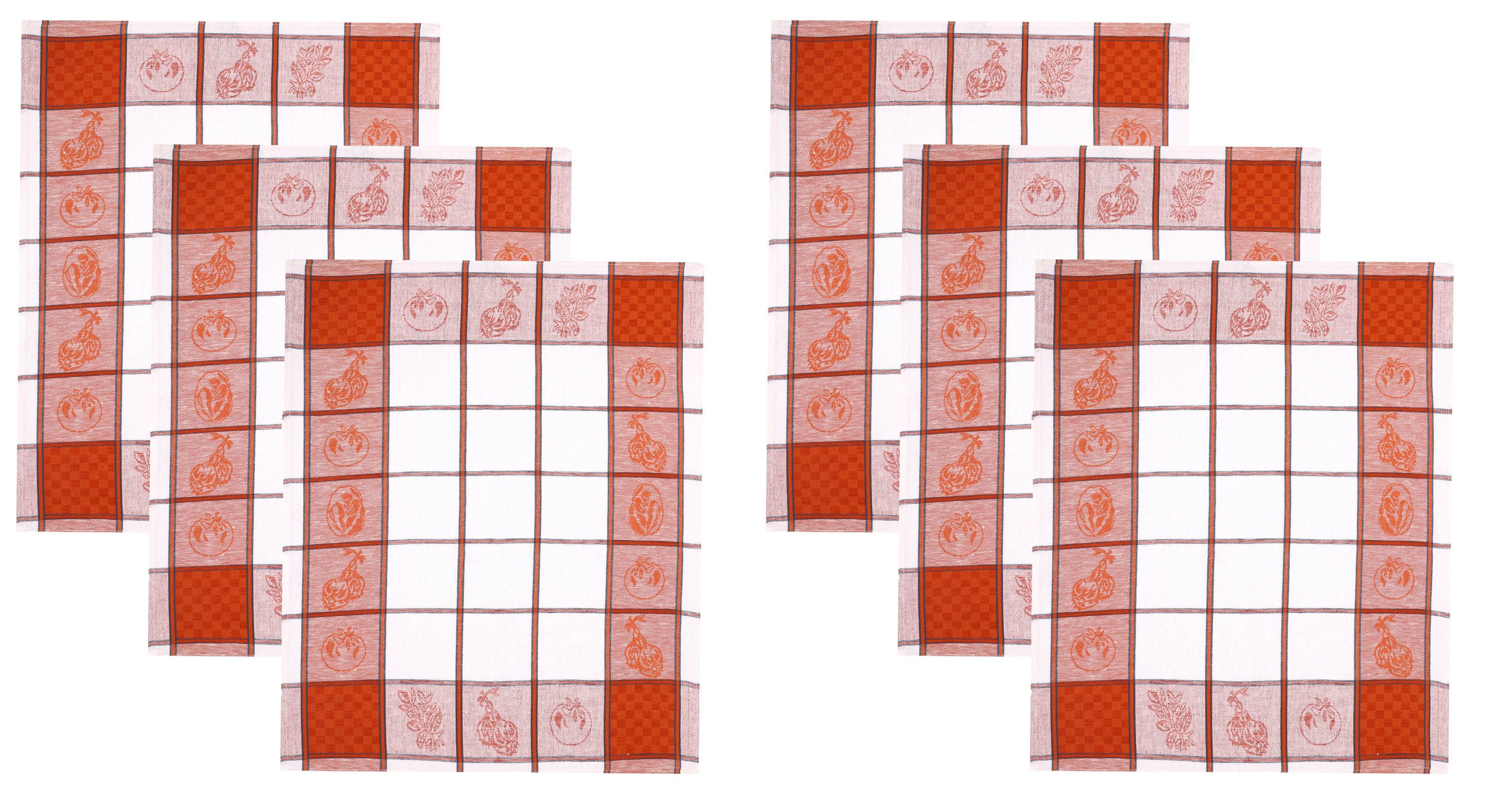 Betz Geschirrtuch 6 Stück Halbleinen Geschirrtücher Hungary Motiv GEMÜSE Größe 50x70 cm, (Set, 6-tlg., 6 er Set), Farbe Braun