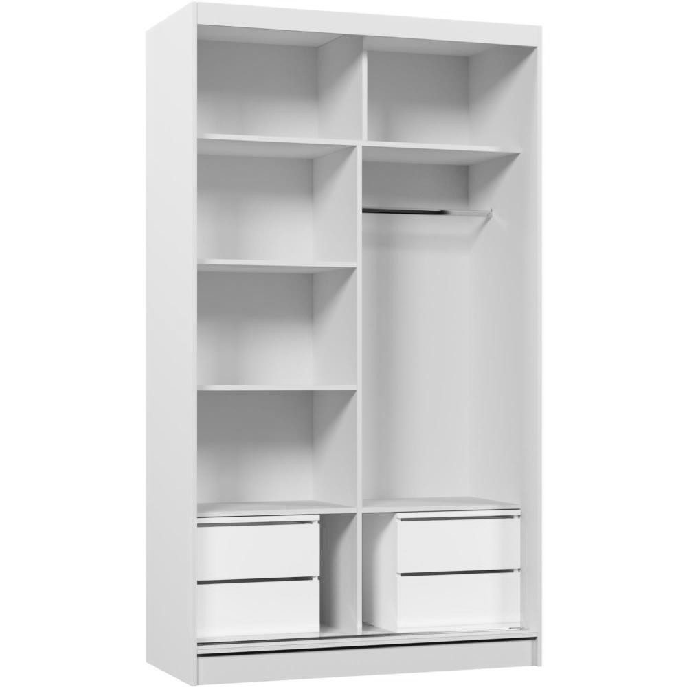 Beautysofa Schwebetürenschrank Gaja (weiß, schwarz, graphit, artisan, Kaschmir Farbe) mit Schubladen, Spiegeln und Kleiderstange