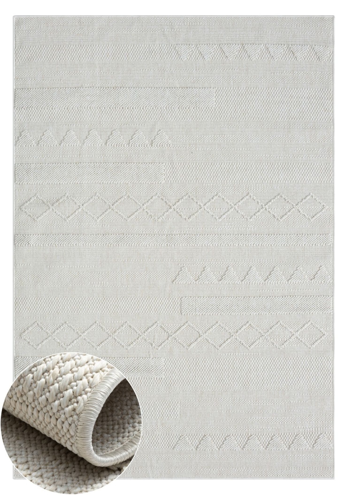 Wohnando Teppich MY-RUG Outdoor-Teppich "Tony" 160x100 cm, weiß, rechteckig, Höhe: 8 mm, mit besonderer, weicher Sisal-Optik, für drinnen und draußen