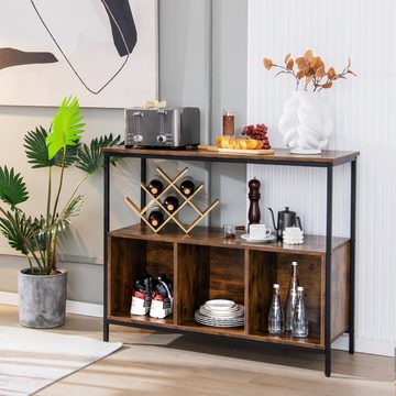 COSTWAY Sideboard, Küchenschrank mit Stauraum, Regal & 3 Fächern, Holz, 110cm