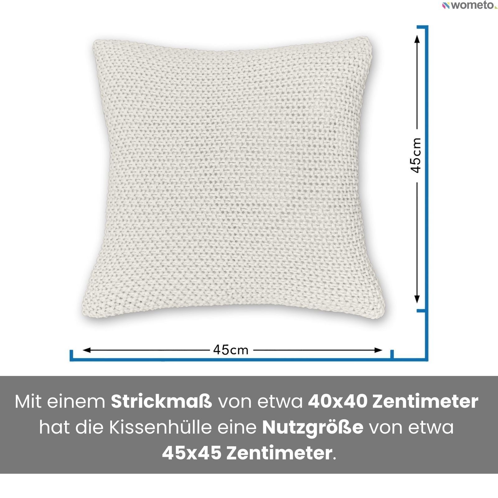 wometo Kissenhülle Strick mit Reißverschluss, 45x45 cm, (2 Stück), OEKO-TEX günstig online kaufen