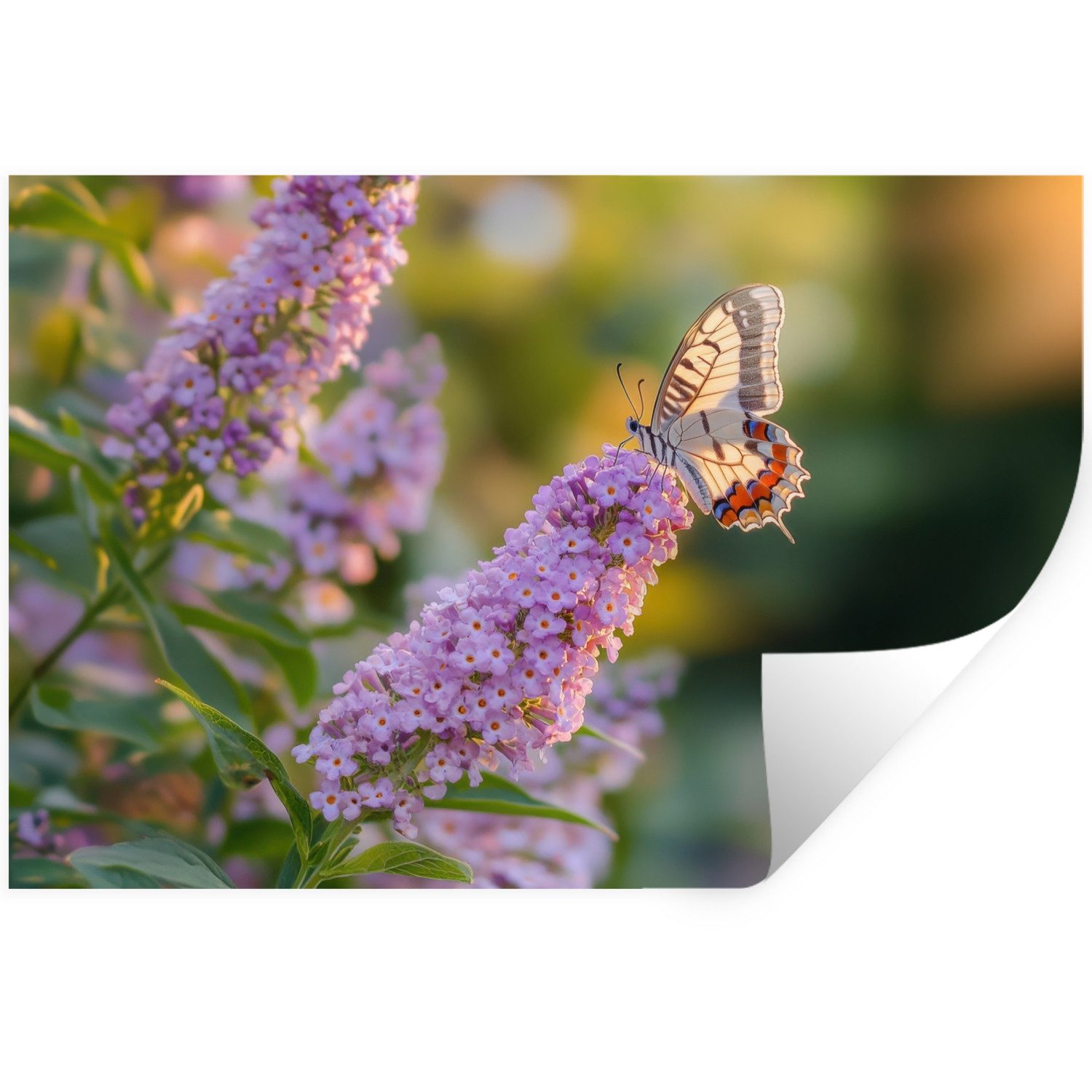 MuchoWow Wandsticker Verschnörkelt - Schmetterling - Lila - Blumen (1 St), Wandtattoo, Selbstklebend, Wohnzimmer, 30x20 cm