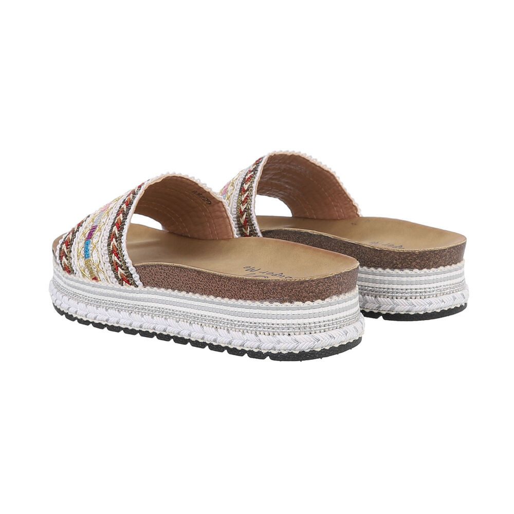 Ital-Design Damen Mules Freizeit Plateausandaletten (85960219) Flach Pantoletten in Weiß