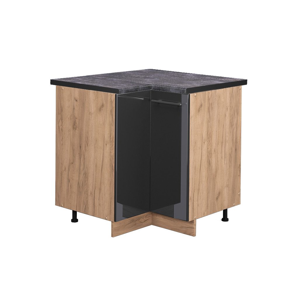 Vicco Eckunterschrank Fame-Line, Anthrazit Hochglanz/Goldkraft Eiche, günstig online kaufen