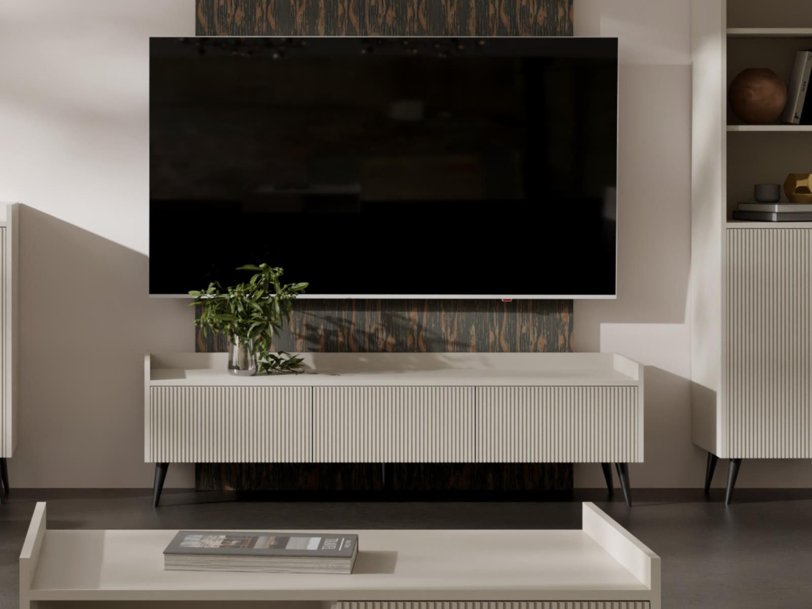 Compleo TV-Schrank 150 cm, Lamellenoptik, Japandi günstig online kaufen