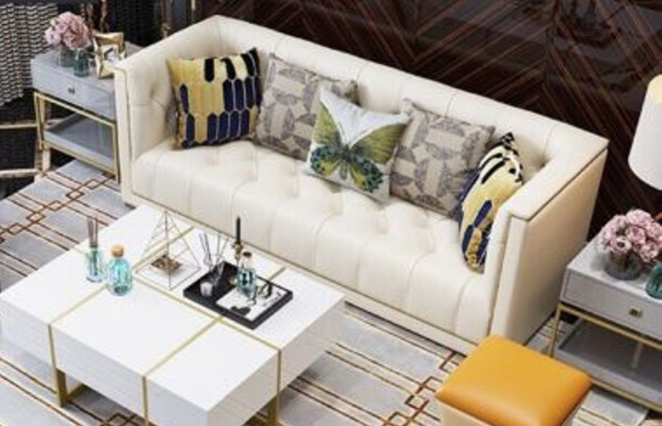 JVmoebel 3-Sitzer Dreisitzer Couch Polster Design Sofa 3er Sitz Sofas Zimmer Weiß, Made in Europe