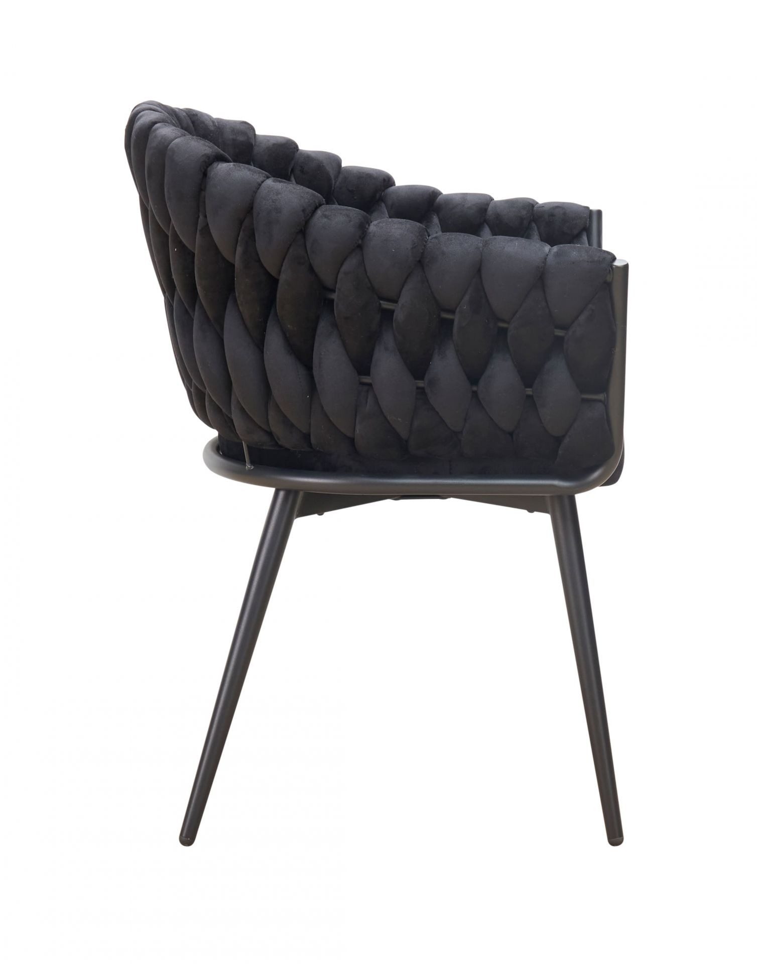 dasmöbelwerk Stuhl Esszimmerstuhl Georgia Flechtoptik Samt Schwarz Designerstuhl