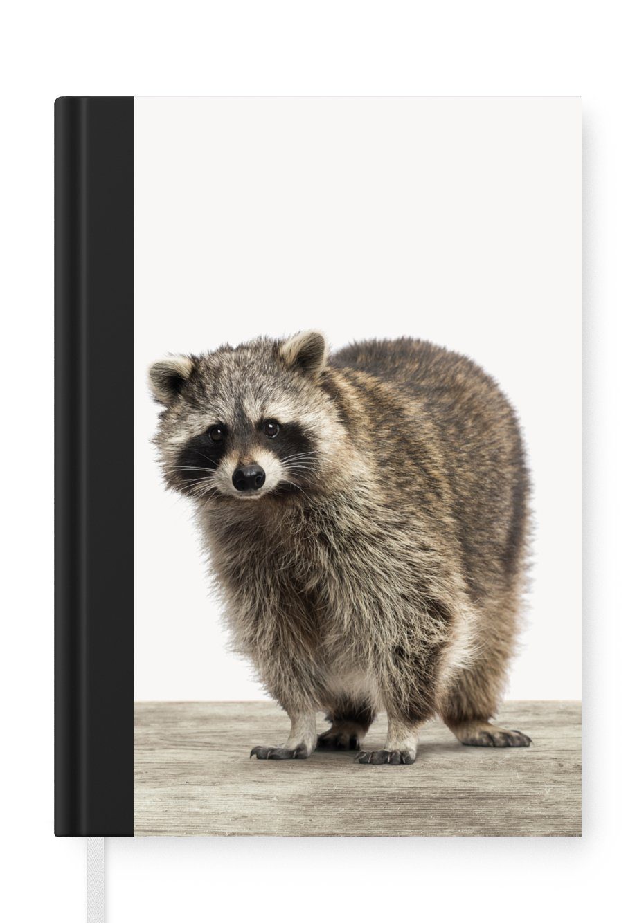 MuchoWow Notizbuch Waschbär - Tiere - weißer Hintergrund - Jungen - Mädchen - Kinder, Journal, Merkzettel, Tagebuch, Notizheft, A5, 98 Seiten, Haushaltsbuch