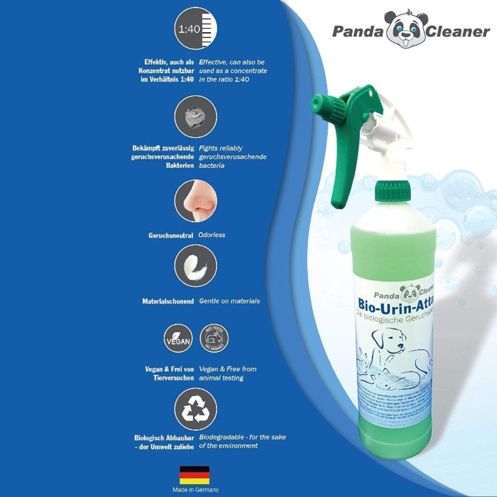 PandaCleaner Geruchsentferner Bio-Urin Attacke - Geruchsvernichter -  Biologische Geruchsbeseitigung (Set, 1-St., 1 x 500ml Konzentrat + 1 x  Sprühkopf), 500ml