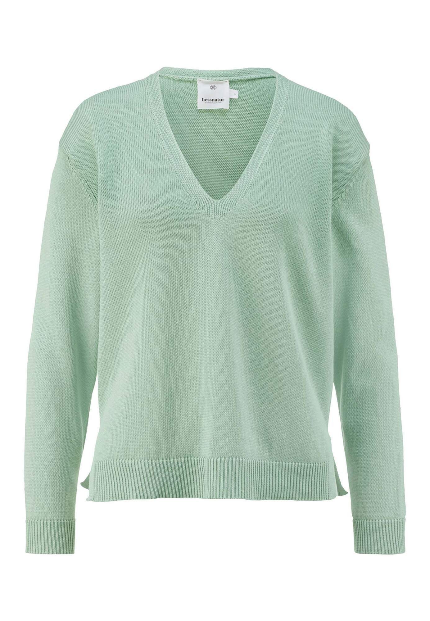 Hessnatur Strickpullover aus Bio-Baumwolle mit edlem Leinen (1-tlg)