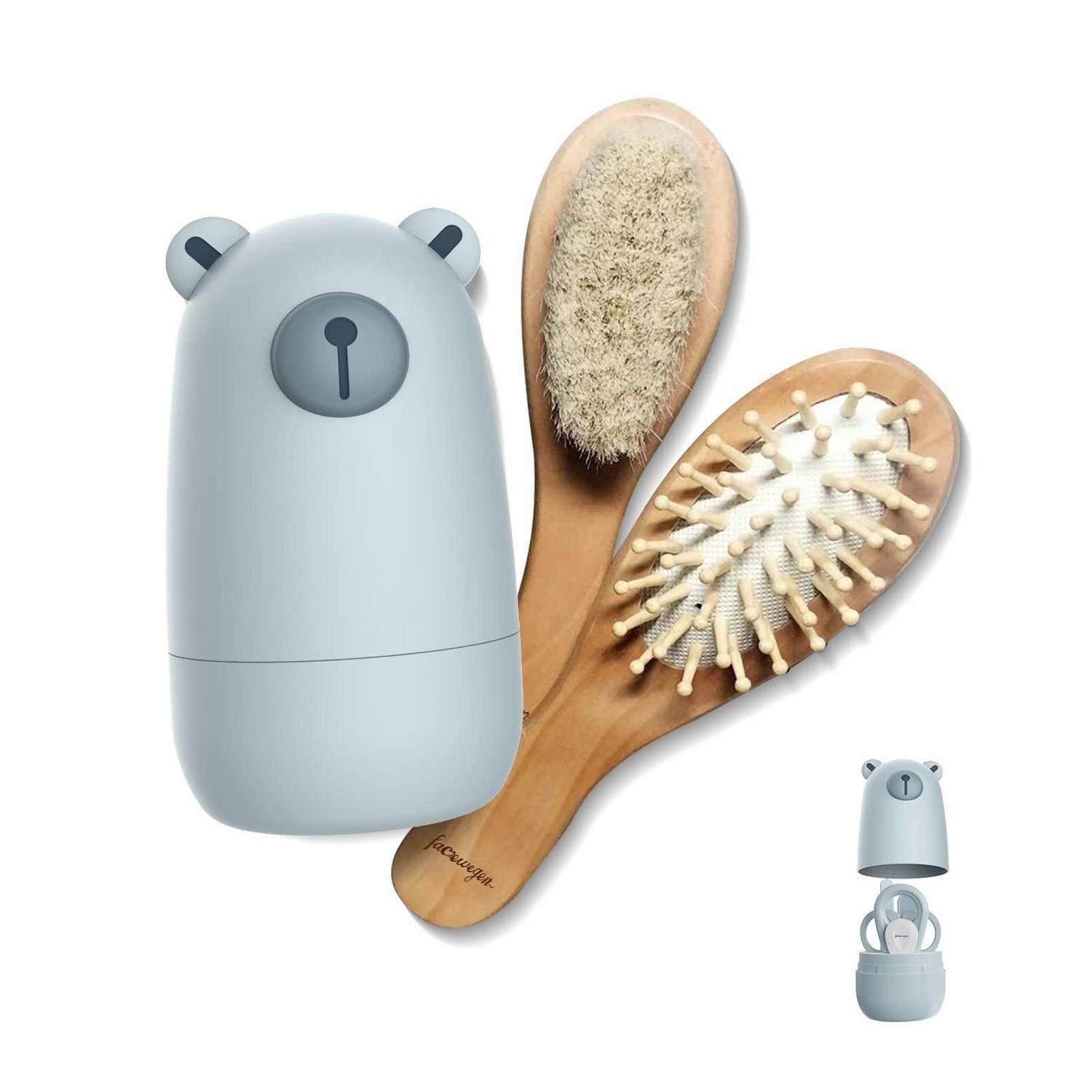 LuxusKollektion Nagelknipser-Set Baby 6in1 Pflege-Set Blau Holz