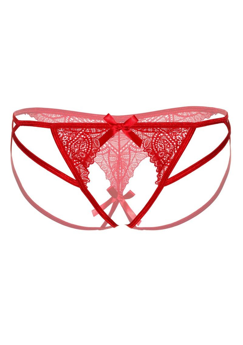 Tanga-Ouvert Naomi strappy crotchless tanga Red S/M - L/XL