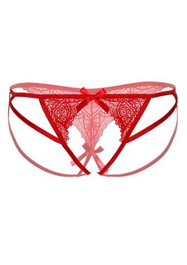 Daring Intimates Tanga-Ouvert Naomi strappy crotchless tanga Red L/XL offener Schritt