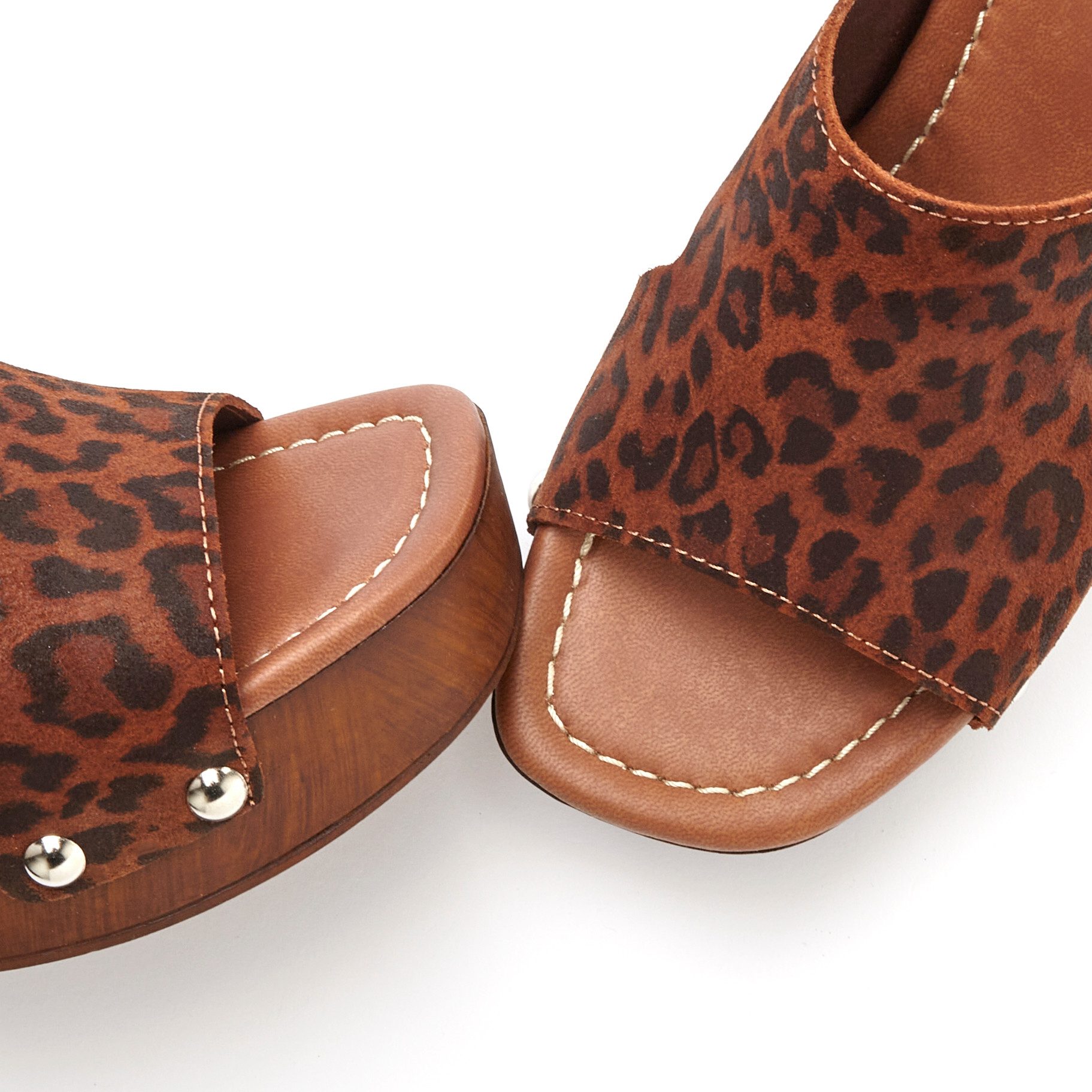 French Connection Mule, Sandale, offener Schuh, Sommerschuhe, Lederpantolette Pantolette aus Leder mit Blockabsatz und Plateausohle