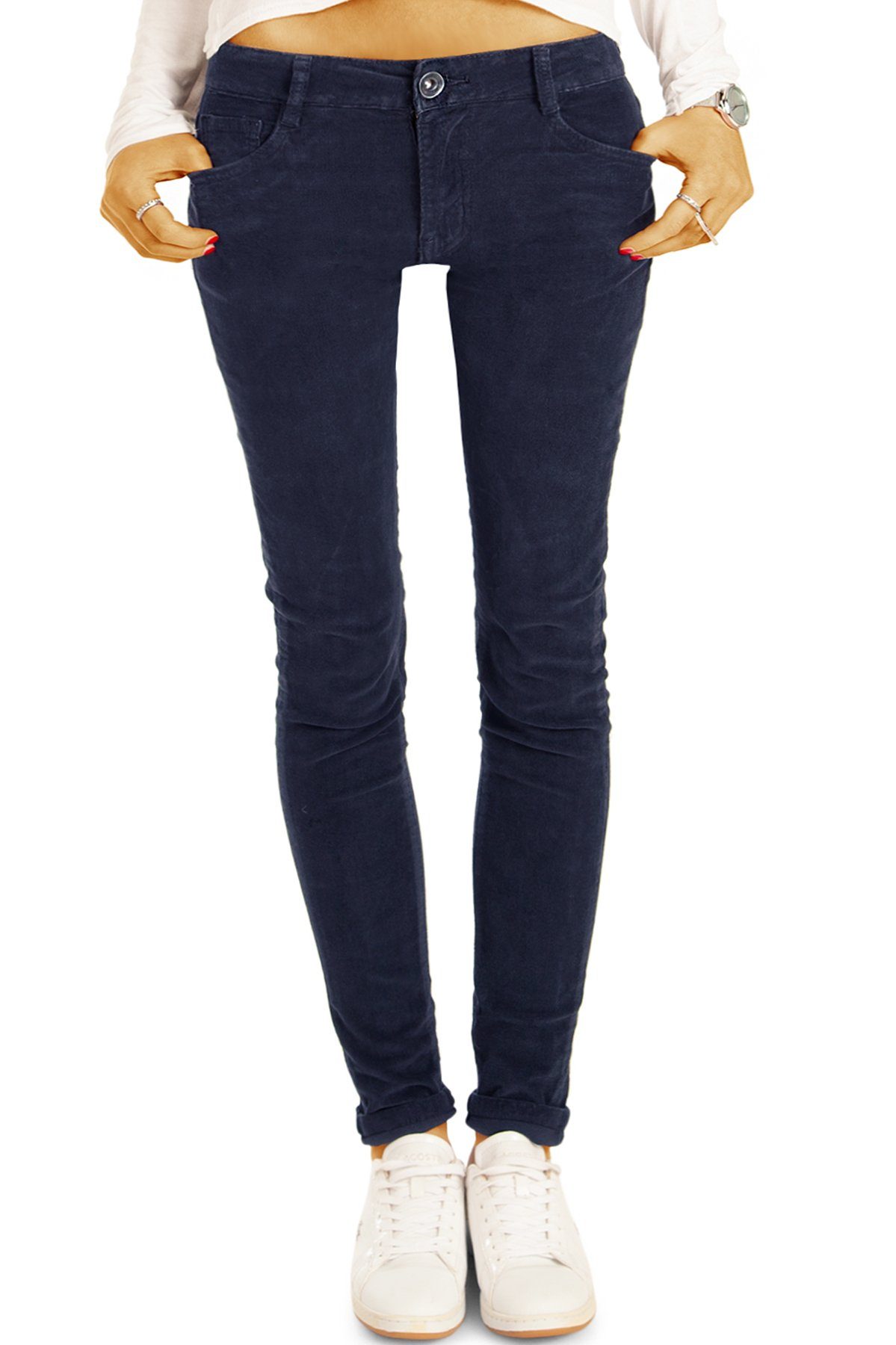 Cordhose Damen Cordjeans Hüfthosen stretch Röhrenhosen j1i
