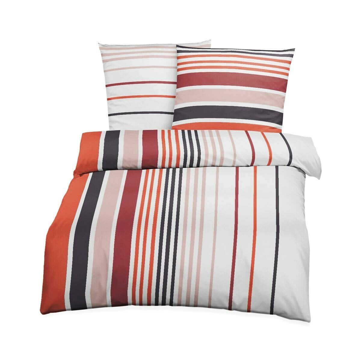 BETTWARENSHOP Bettwäsche Small Stripes ziegel, Biber, 3 teilig, warmes Fein günstig online kaufen