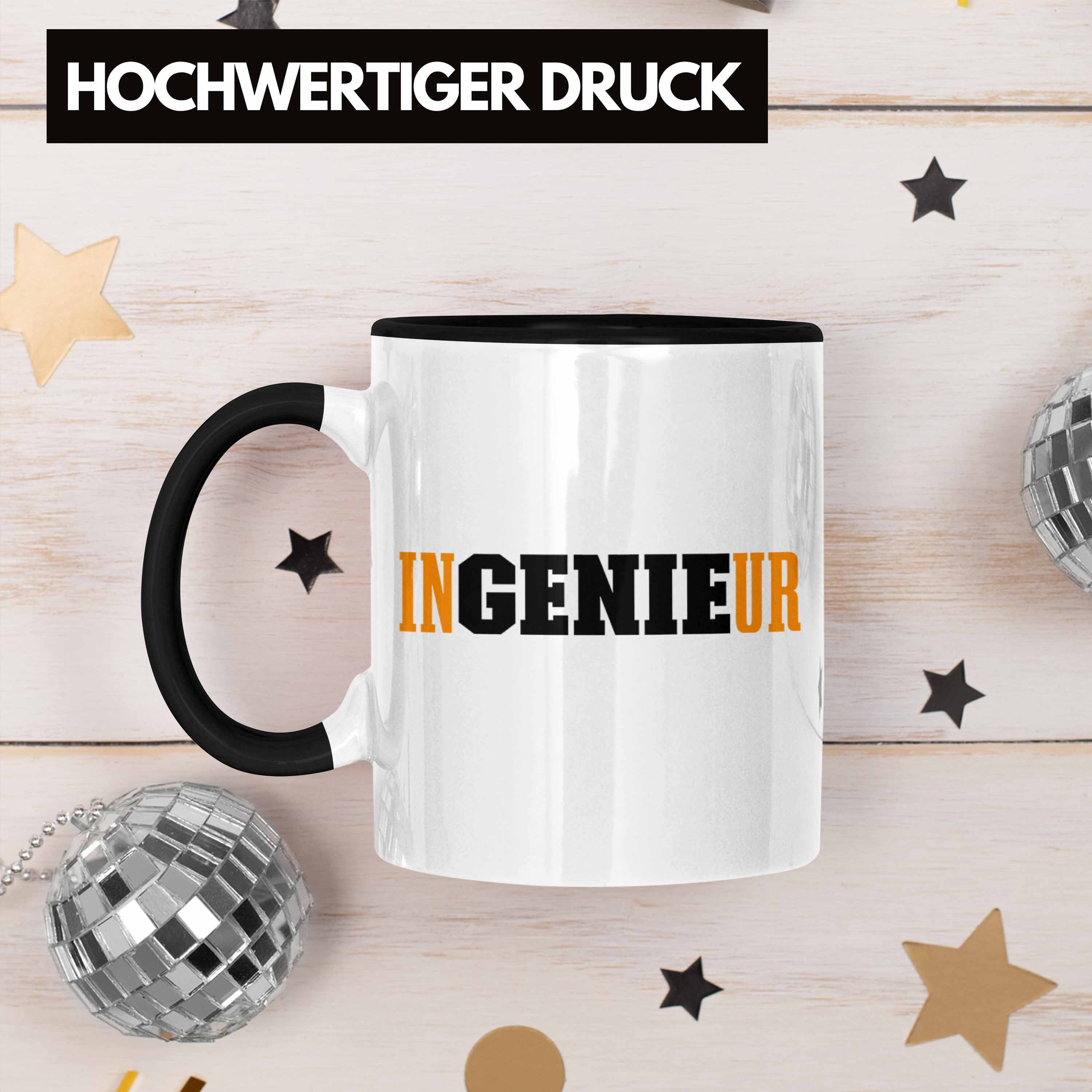 Trendation Tasse Kaffeetasse Gadget Geschenk Tasse Schwarz - Ingenieur Ingeneur Geschenkidee Trendation