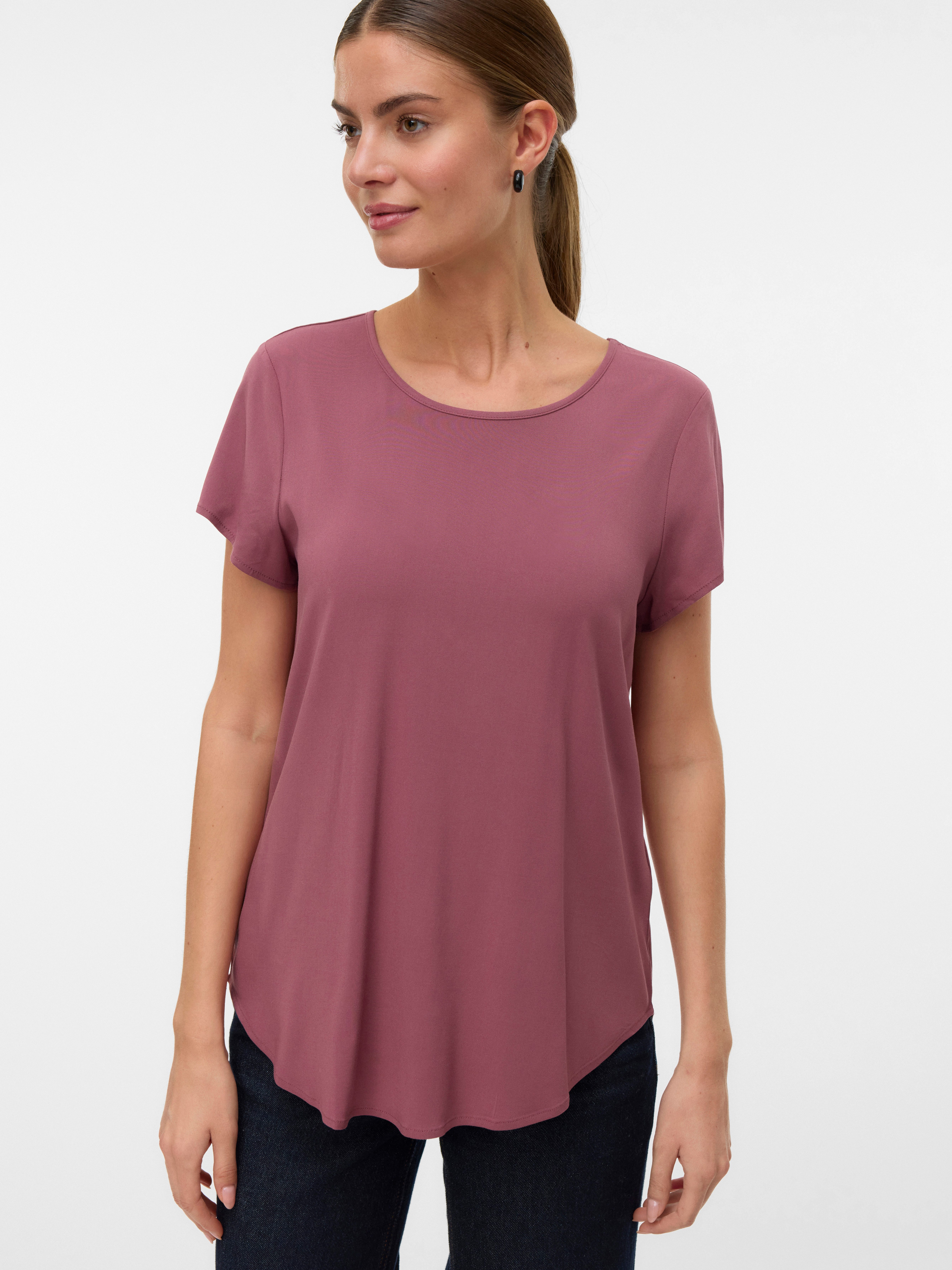 Vero Moda Blusenshirt VMBELLA SS TOP WVN GA NOOS Viskosemischung, abgerunde günstig online kaufen