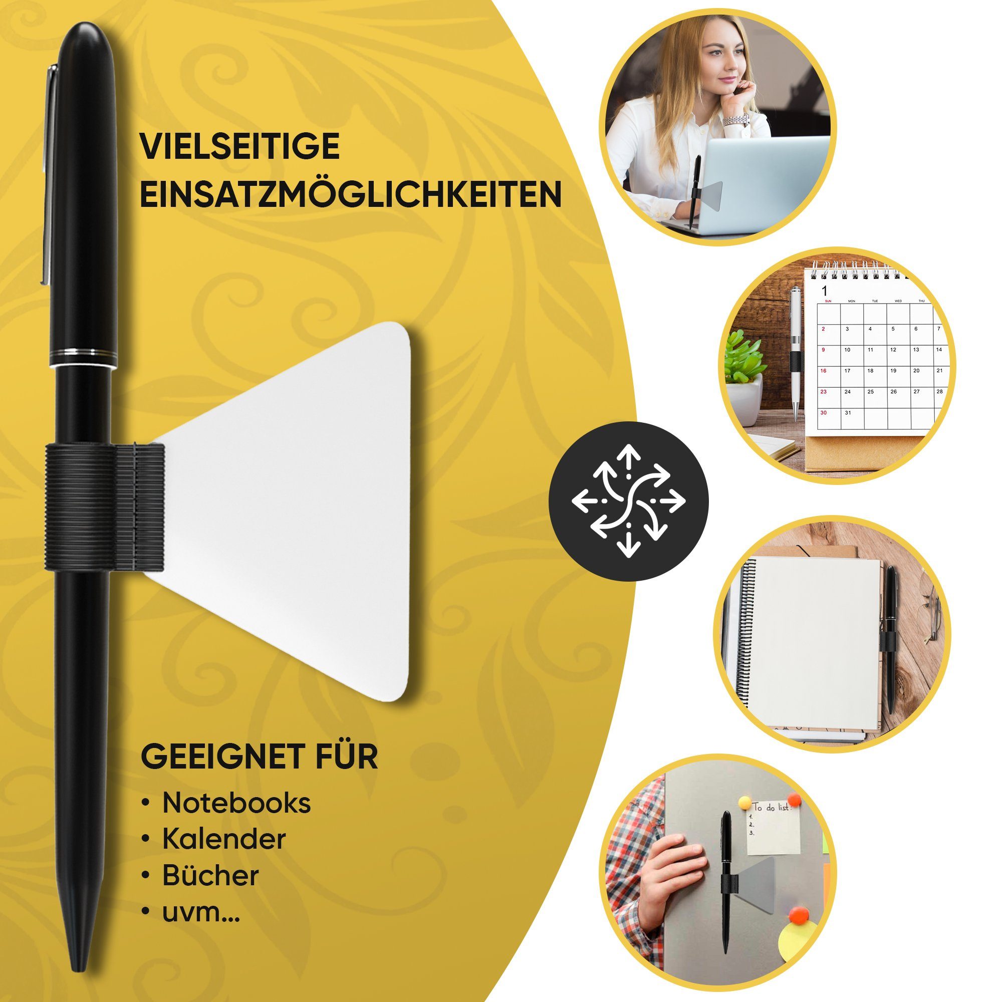 LifeDesign Notizbuch Stiftehalter, Pen-Loop 3er Set, selbstklebend & für Stiftarten alle Bücher Stifthalter