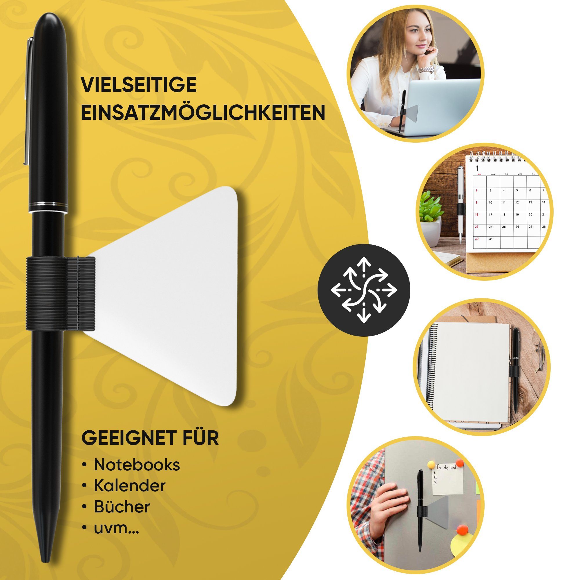 LifeDesign Notizbuch Stiftehalter, Pen-Loop 12er Set, Stifthalter, selbstklebend für alle Stiftarten & Bücher