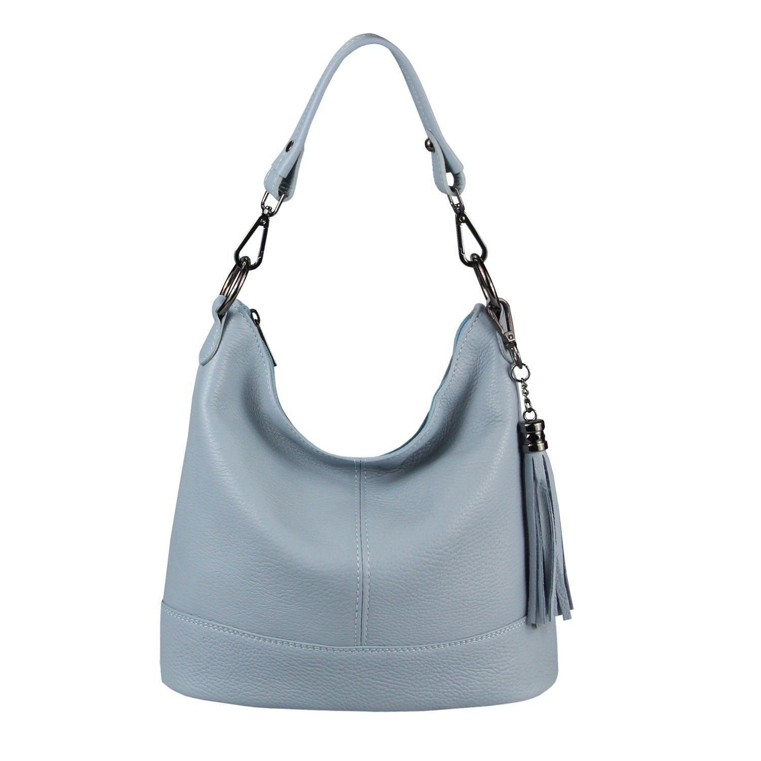 ITALYSHOP24 Schultertasche Made in Italy Damen Leder Tasche Shopper Umhängetasche Crossbody Bag, 5* LEICHT SICHER SMART MODERN & EDEL CITY HOBO BAG unterm Arm tragbar