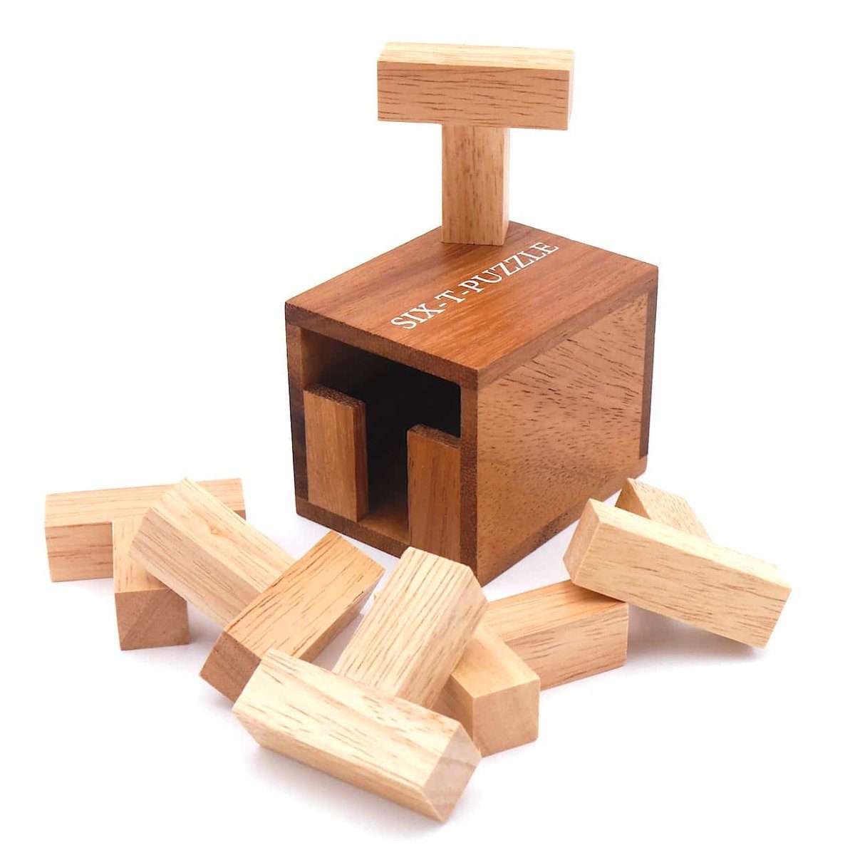 ROMBOL Denkspiele Spiel, Knobelspiel SIX-T- Puzzle - tolles Packproblem für  Kinder und Erwachsene aus Holz, exklusiv nur bei uns