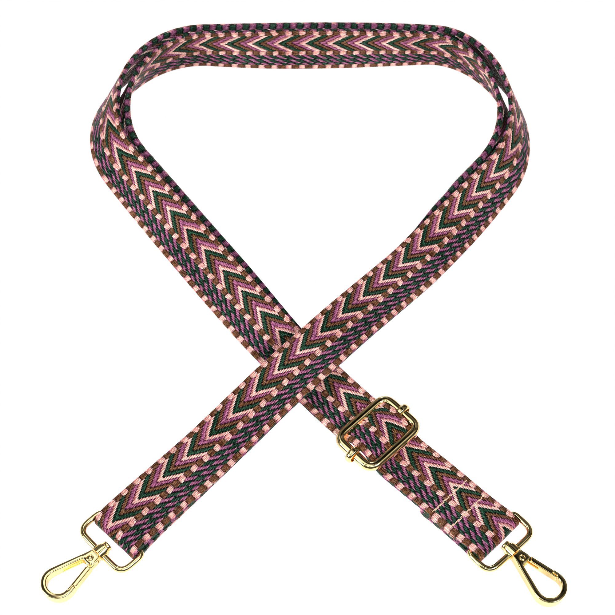 EAZY CASE Schulterriemen Ersatz Taschenriemen Boho Style Festivalband Tragegurt für Gitarren Handtaschen Accessoires Rosa Lila