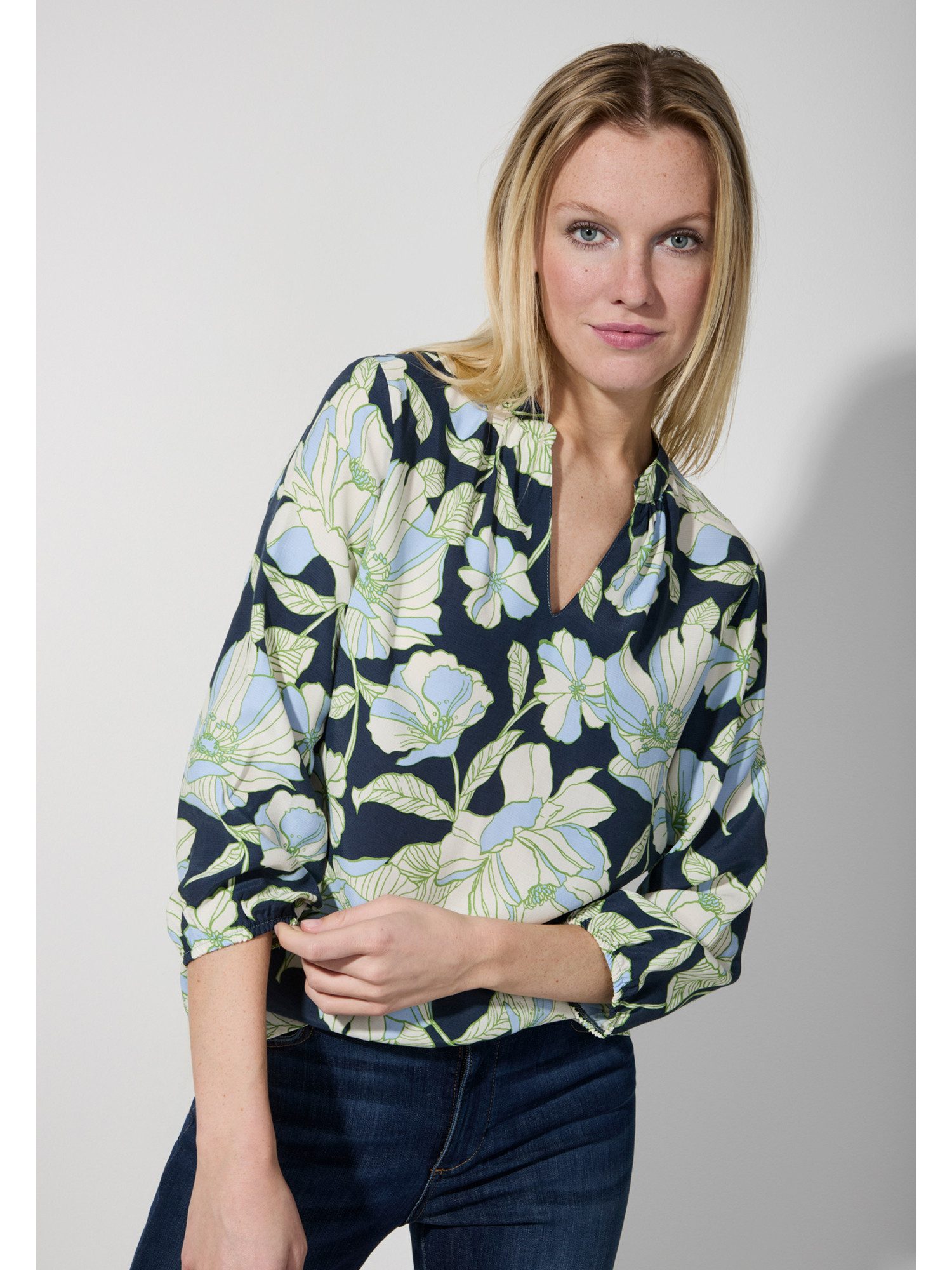 Klassische Bluse Blumenprintbluse
