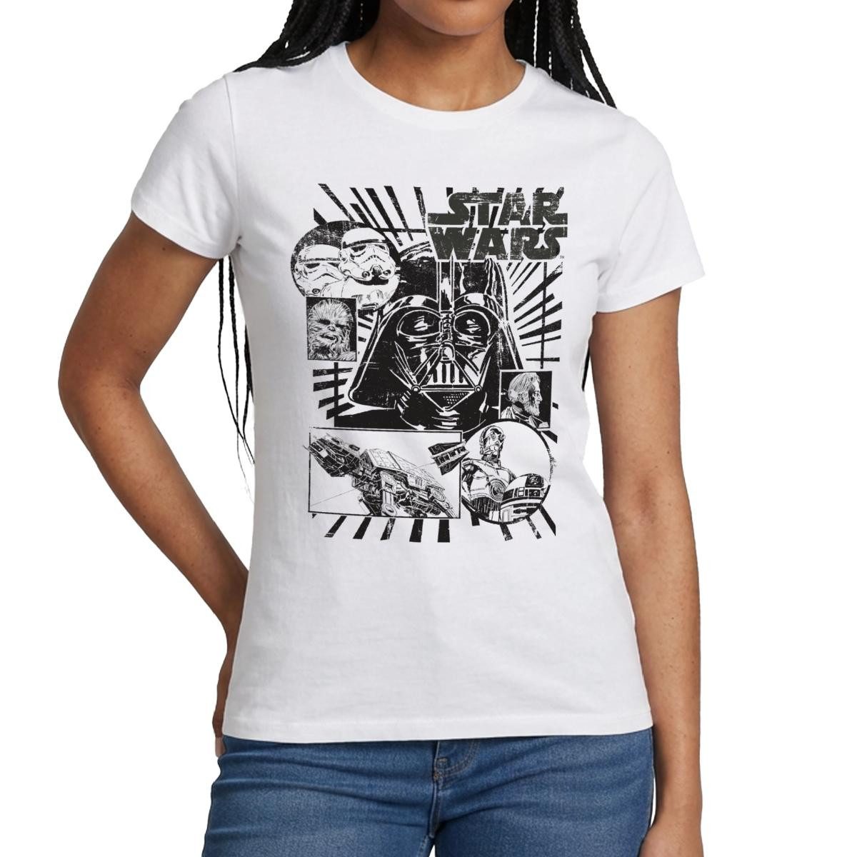 T-Shirt Star Wars Charaktere Darth Vader Chewbacca C3PO Frauen T-Shirt