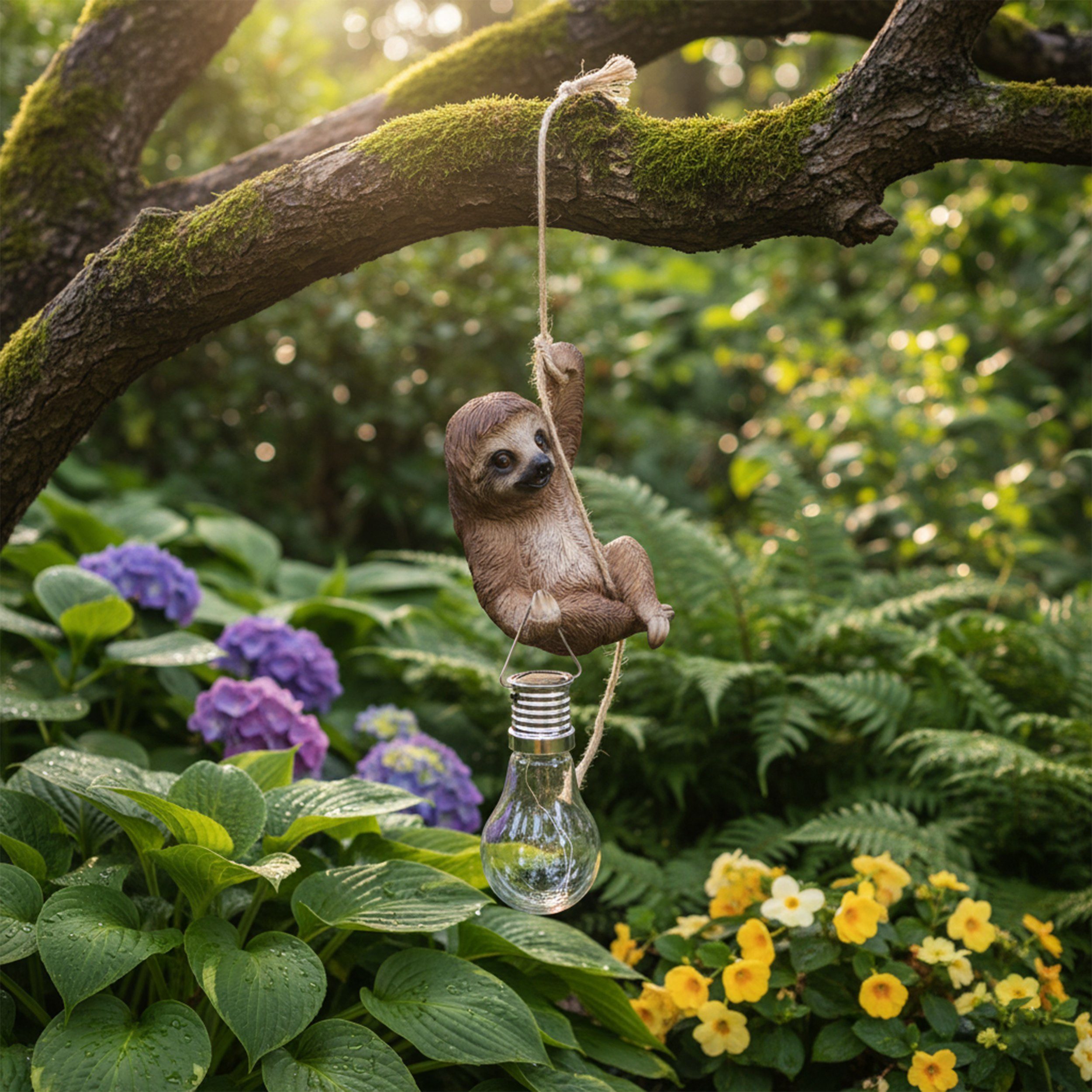 colourliving Tierfigur Solar-Gartenfigur Faultier zum Aufhängen – Wetterfeste LED-Dekoleuchte (1 St), mit Dämmerungssensor und einem manuellen Ein-/Ausschalter
