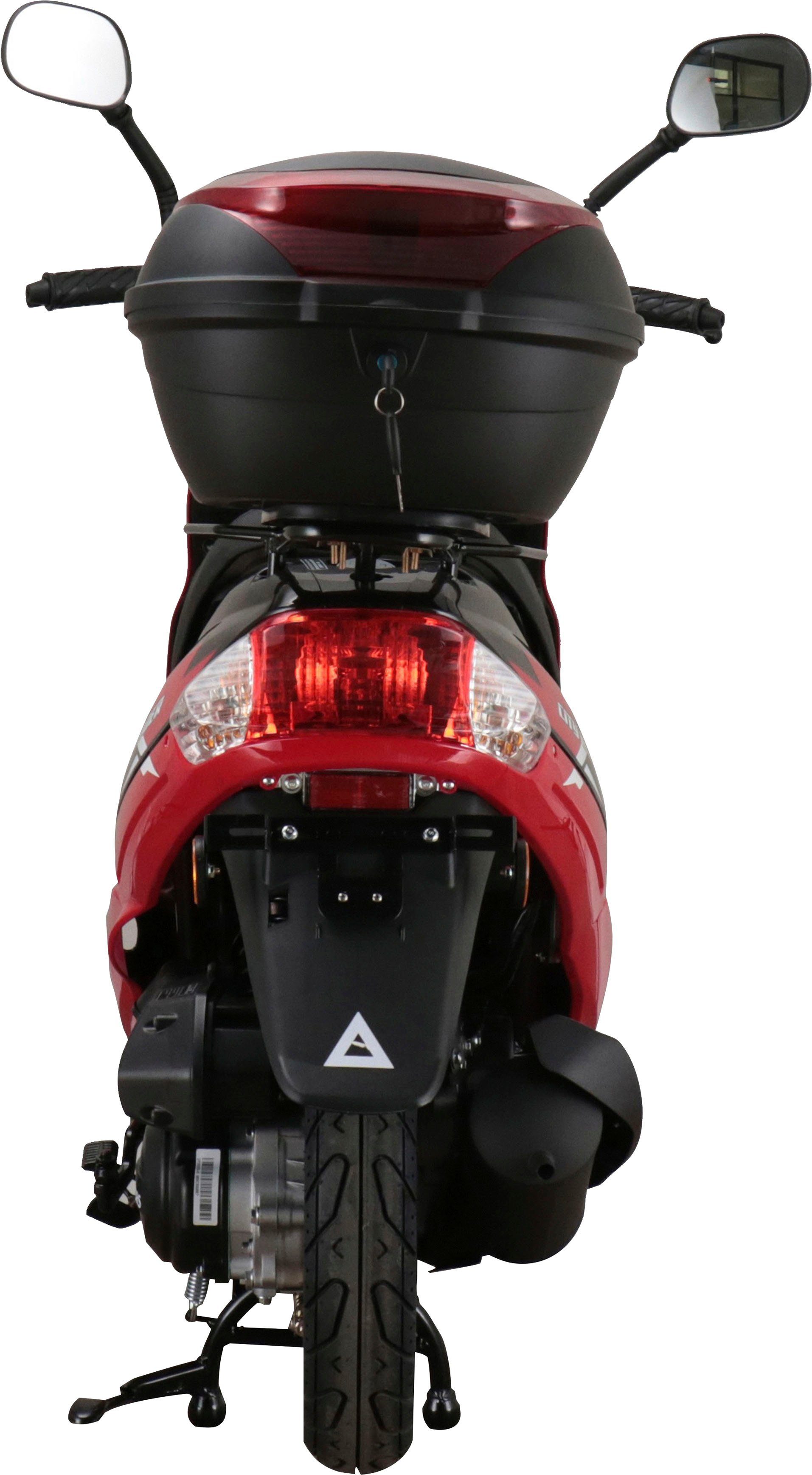 Alpha Motors Motorroller CityLeader, 50 Euro inkl. 5, 45 km/h, ccm, Topcase rot