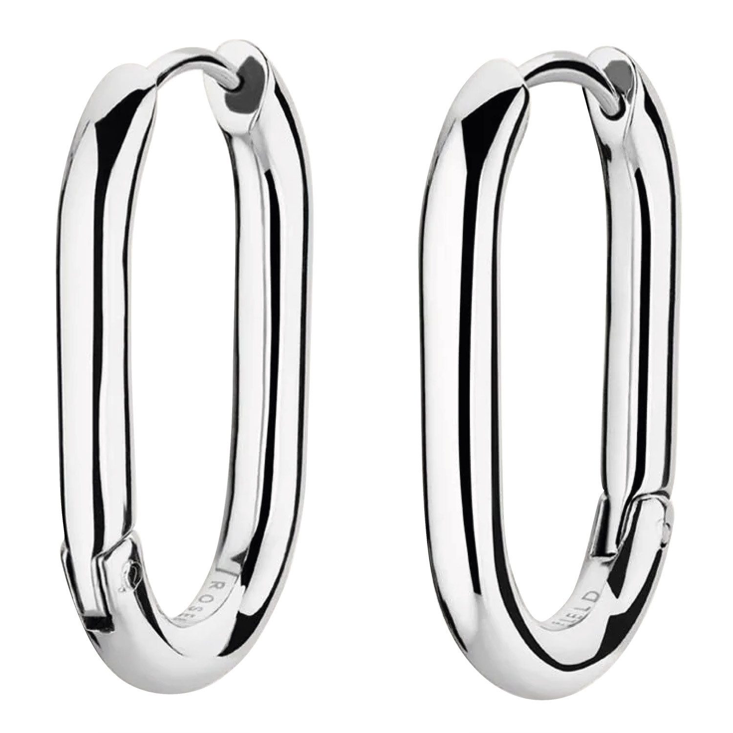 ROSEFIELD Paar Creolen Damen-Creolen Oval Silberfarben