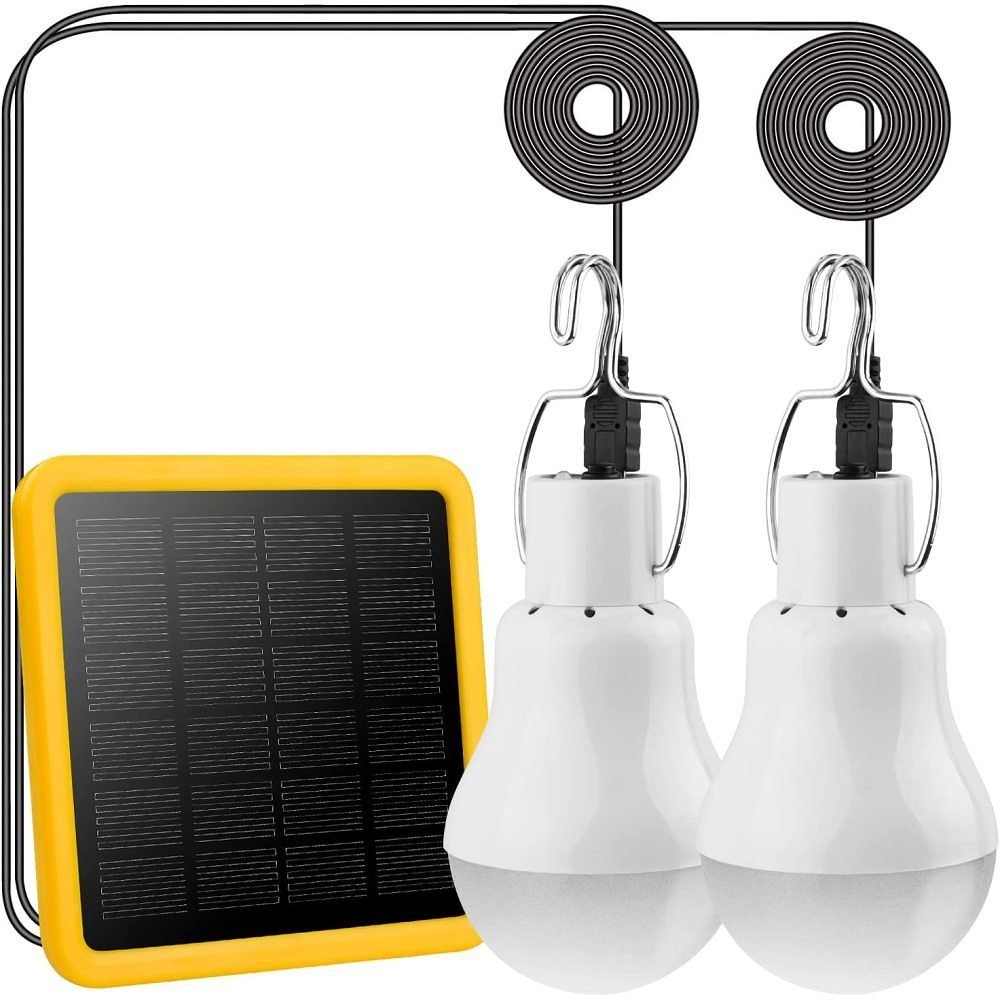 GelldG LED Solarleuchte Solarlampen 130Lumen mit Solarpanel Portable Solar LED Glühbirne
