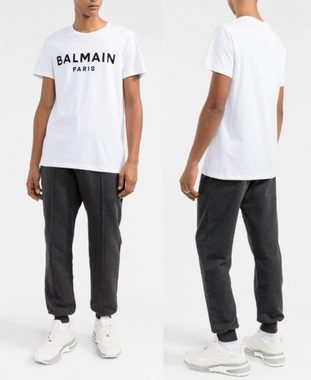 Balmain T-Shirt BALMAIN Flocked Logo Straight Fit T-Shirt Cotton Shirt Paris Tee M