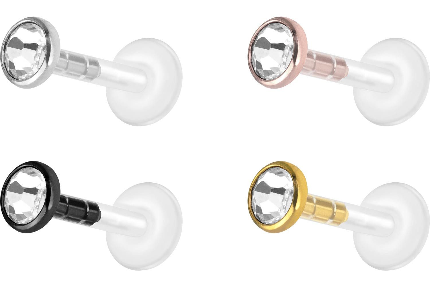 PIERCINGLINE Piercing-Set PMFK Labret mit Plug-in System + Chirurgenstahl-Aufsatz FLACHER (Labrets, 1-tlg)