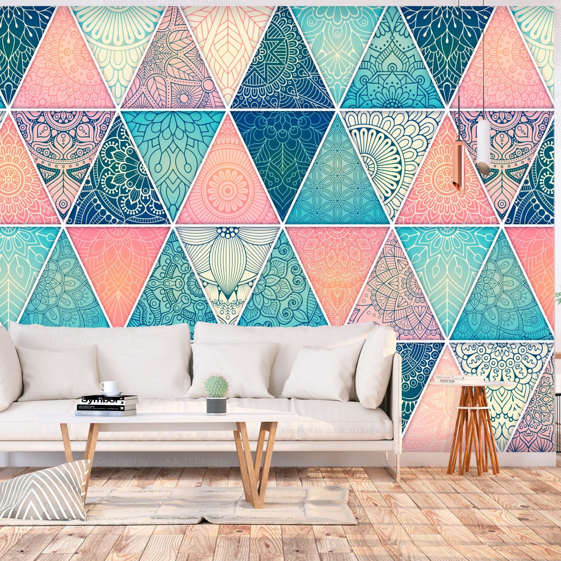 KUNSTLOFT Vliestapete Oriental Triangles 1x0.7 m, halb-matt, lichtbeständige Design Tapete
