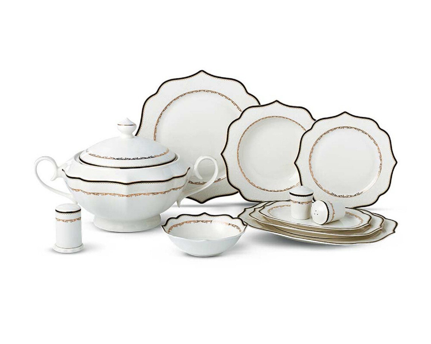 Schäfer Elektronik Kombiservice Schäfer königliches Knochenporzellan-Dinner-Set elegant