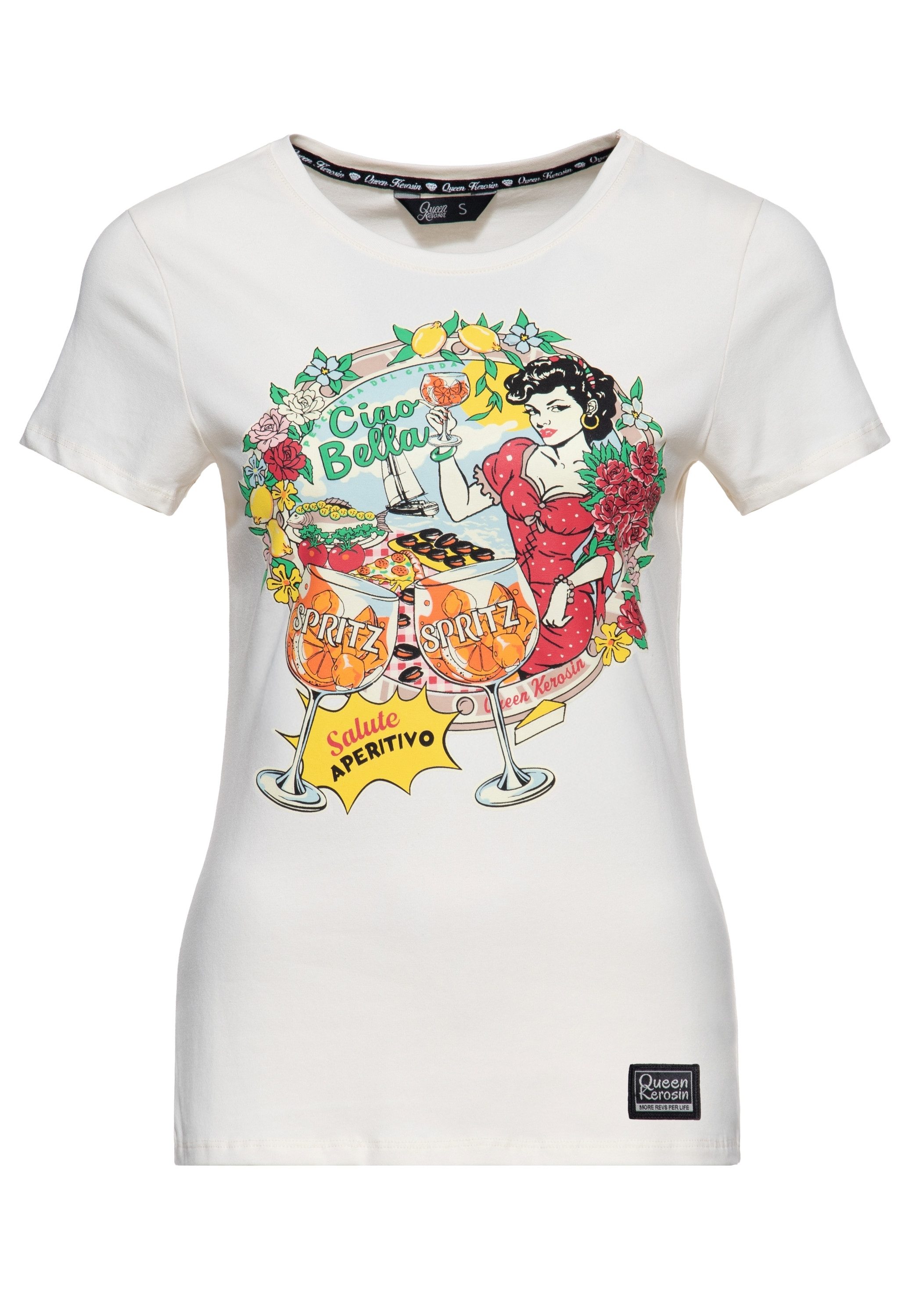 QueenKerosin Print-Shirt Ciao Bella (1-tlg) mit Dolce-Vita-Vibes