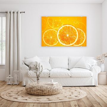 Primedeco Glasbild Wandbild Orangensaft mit Scheiben mit Aufhängung, Früchte