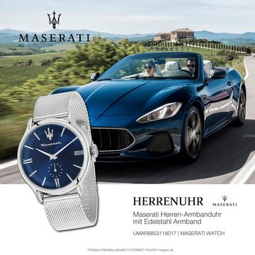 MASERATI Multifunktionsuhr Maserati Herrenuhr Multifunktion, Herrenuhr rund, groß (ca. 48,8x42mm) Edelstahlarmband, Made-In Italy