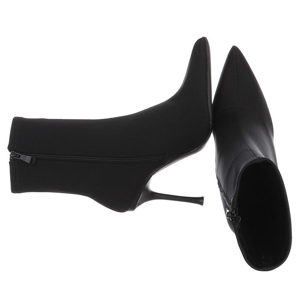 Ital-Design Damen Stiefelette mit spitzem High Heel, Sock-Style High-Heel-Stiefelette (92268907) Pfennig-/Stilettoabsatz Stiefeletten in Schwarz