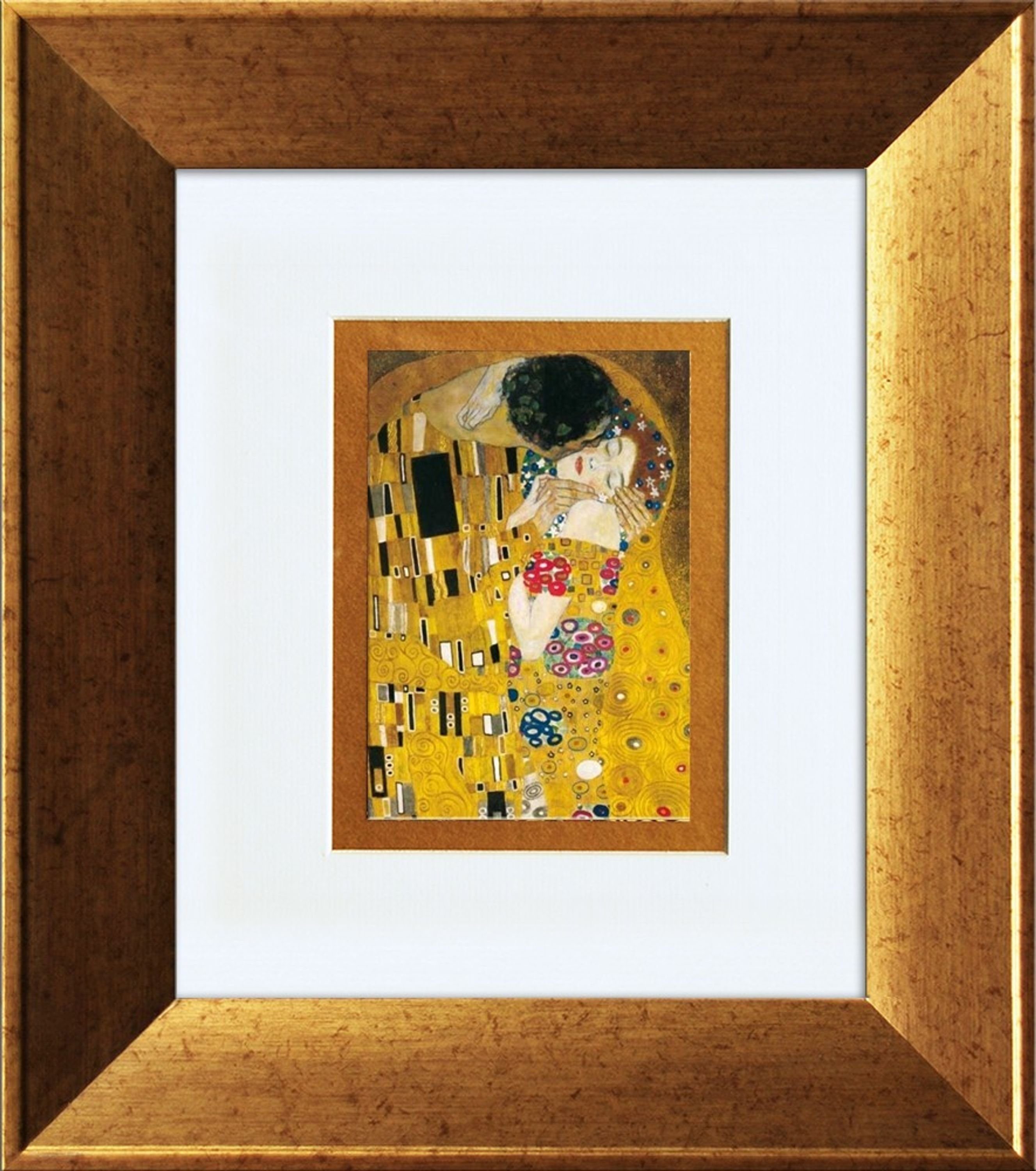 Rahmen Gustav gerahmt mit Poster Kuss artissimo Bild Klimt mit Der / Wandbild, 41x36cm Bild / Gustav Rahmen Klimt: