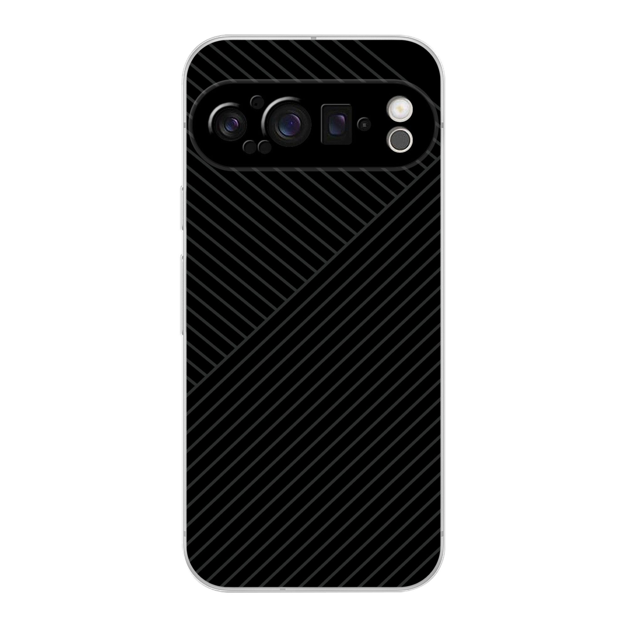 MuchoWow Handyhülle für Google Pixel 9 Pro Linien - Abstrakt - Schwarz - Grau - Minimalist, Phone Case, Silikon, Schutzhülle Dünn
