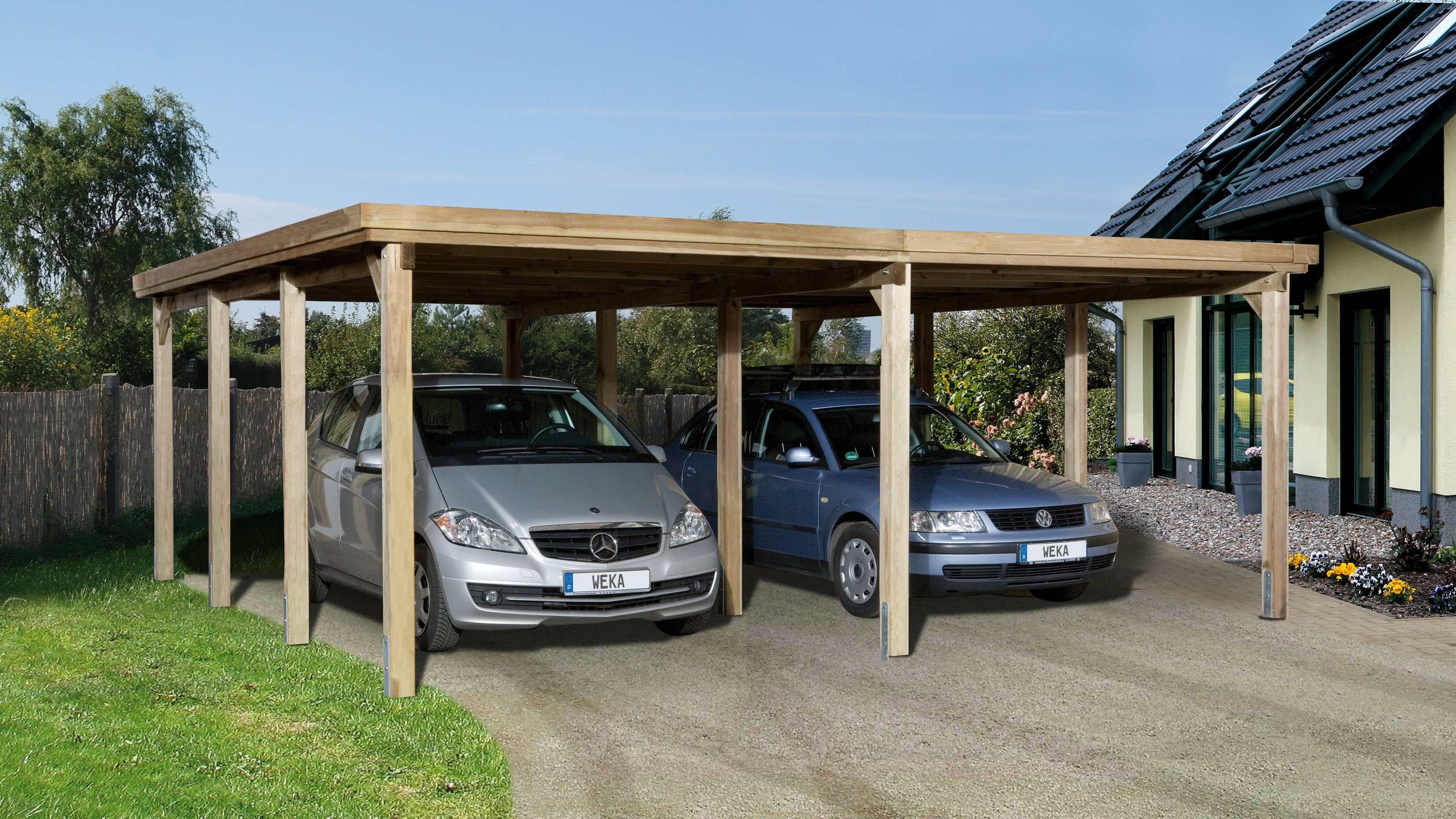 weka Doppelcarport Optima 2, BxT: 603x612 cm, 215 cm Einfahrtshöhe